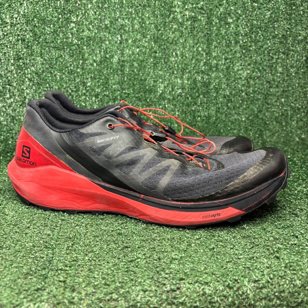 Salomon Sense Ride 4 Trail Running Shoes Gorpcore Sneakers‎ Black Red Mens Sz 11